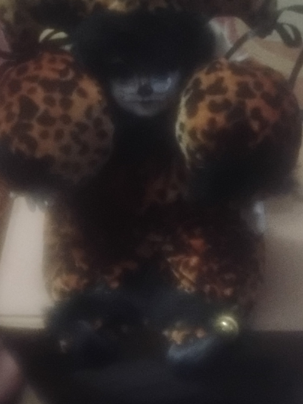 Plush  Clown in Leopard Print - Black and Brown